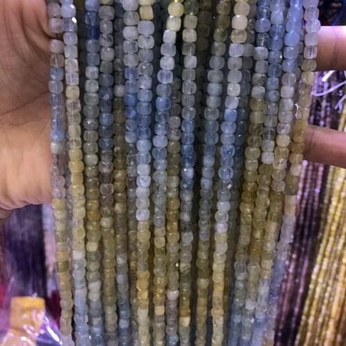 100% Natural Multi Aqua marine Beads 4mm Micro Faceted Cube Gem Spacer Beads,Small Square Beads for jewelry,1string 15.5"