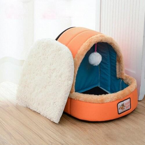 5 Colors Pet Cushion Dog Kennel Cat Castle Pet Dog Cat Bed Foldable Puppy House With Toy Ball Warm Soft Yurt Pet Bed DB606