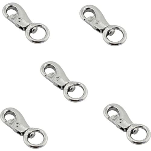5PCS Stainless Steel 360 Swivel Eye Spring Snap Hook 100mm Heavy Duty Marine Boat Hardware Bull Clips Snap Hook Dog Collar