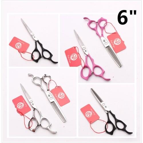 6” Elastomeric Paint Handle Professional Hairdressing Scissors Barber Cutting Thinning Scissors Hairdresser Set Y1234