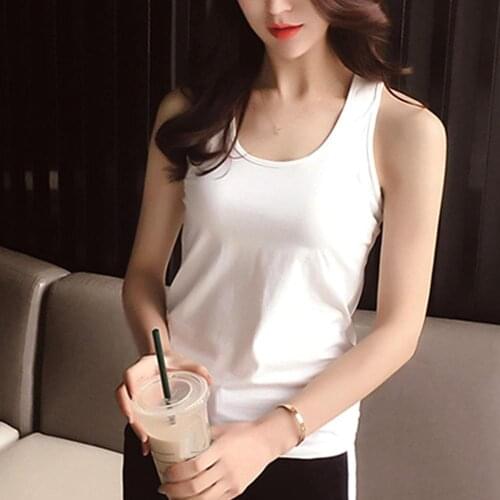 Plus Size Summer Fashion Women Sexy Women Summer Solid Color Sleeveless Back Strappy Tank Top Bottoming Vest Shirt White Top