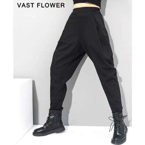 Black High Waist Harem Pants Women New Plus Size Loose Casual All Match Vintage Trousers 2021 Spring Autumn Fashion Streetwear