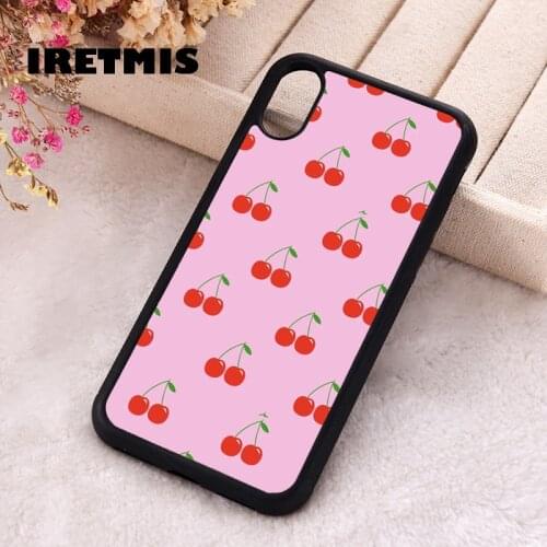 Iretmis 5 5S SE 2020 Phone Cover Case for iPhone 6 6S 7 8 Plus X Xs XR 11 12 Mini Pro Max Silicone TPU Cherry Pink