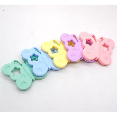 Chenkai 10PCS BPA Free Silicone Butterfly Teether Handmade Pacifier Teething For DIY Baby Nursing Pacifier Clip Necklace Jewelry