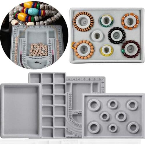 DIY Bracelet Necklace Beaded Jewelry Gray Flocking Bead Board Making Storage Box Tray Design Craft Measuring Tool Fitting Set