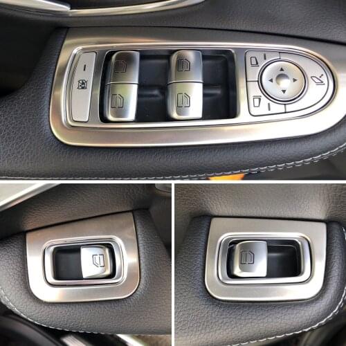 For Mercedes Benz New C Class W205 GLC Car-styling cover trim window lift button switch sequin stainless steel interior Bright