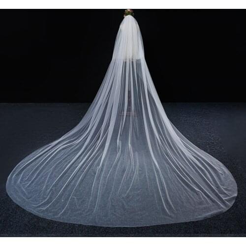 Elegant Long White Veil Hair For Women Accessory Cathedral Bride Wedding Costume Party Head Wear Soft Tulle Free Shipping