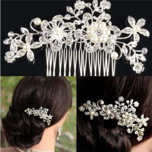 Elegant Wedding Hair Combs for Bride Crystal Rhinestones Pearls Women Hairpins Bridal Headpiece Hair Accessories