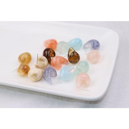 Eruifa 6pcs Popular High Quality Plastic Resin C Earring Stud Hoop Jewelry Anti-allergy Post DIY