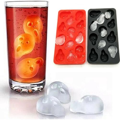 Halloween Skull Shaped Whisky Wine Ice Cube Tray Maker Chocolate Mould Bar Party Supplies 3D Skull Ice Cube Mold