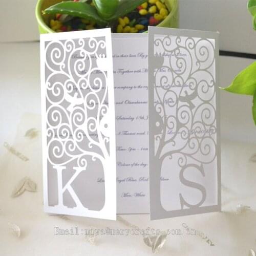 Custom initials laser cutting marriage invitation card