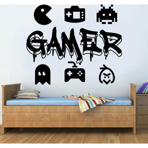 Gamer Wall Decor Controller Wall Decal Video Game Quote Wall Stickers Bedroom Decoration Girl Boy Room Gifts Vinyl Decals C148