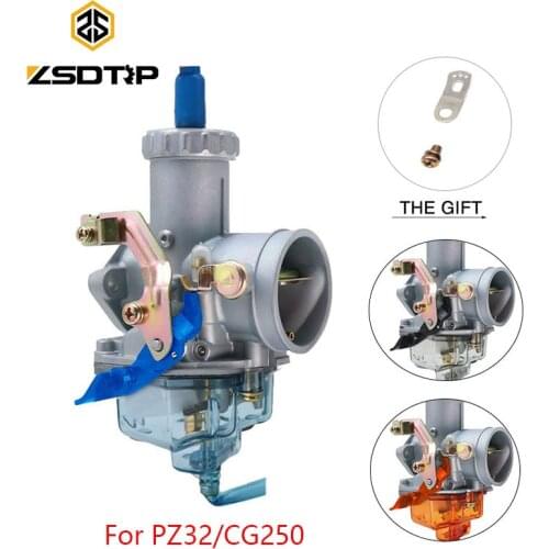 ZSDTRP Motorcycle Carburetor PZ32 32mm Manual/Auto Choke Carburetor With Nylon Float Chamber For HONDA CG250 For Keihin PZ32