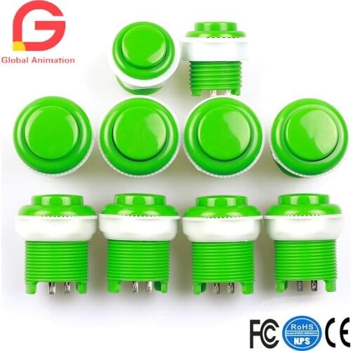 10 Pcs/lot Convex Arcade Push Buttons kit with microswitches & Fix Rings For Arcade Fighting Games Projects ,MAME / JAMMA Arcade