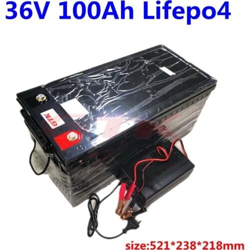 GTK Lithium ion Battery Pack 36V 100Ah Lifepo4 battery pack with BMS for solar system trolling motor boat+ 43.8V 10A Charger