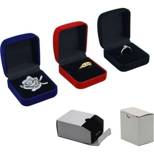 Wholesale Engagement Ring Box Black Velvet Stud Earring Storage Packing Foldable Box Wedding Ring Valentines Day Gift Organizer