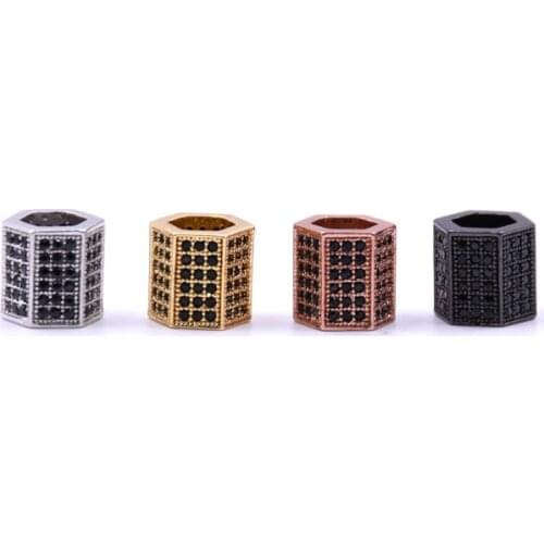 KANGKANG Hot Selling pave CZ 4 color Hexagonal prism 3x6 Jewelry Accessories de bijoux Smykker 2018 charm Bracelet accessories