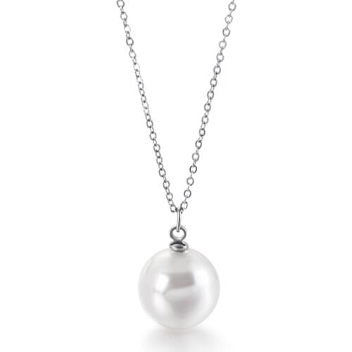 Fashion all-match shell pearl pendant clavicle chain steel color pearl necklace