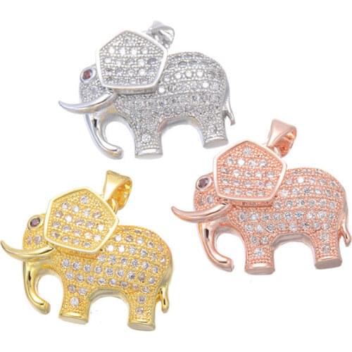 Hot Trendy Jewelry Shining Zircon Elephant Charms For Jewelry Making Copper Micro Pave Animal Dangle Charms Bijoux Berloques