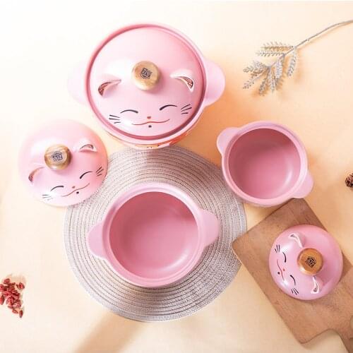 Cartoon Ceramic Casserole Stewing Pot Household Gas Stove High Temperature Cooking Pots