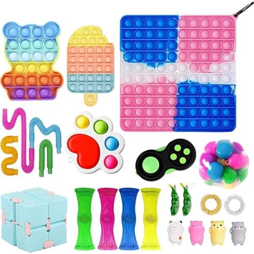 24 Pack Fidget Sensory Toy Set Stress Relief Toys Autism Anxiety Relief Stress Pop Bubble Fidget Sensory Toy For Kids Adults