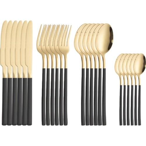 6sets Creative Tableware Knight Cutlery Stainless Steel Tableware Set Gold Spoon Knife Fork Restaurant Home Dinnerware Set