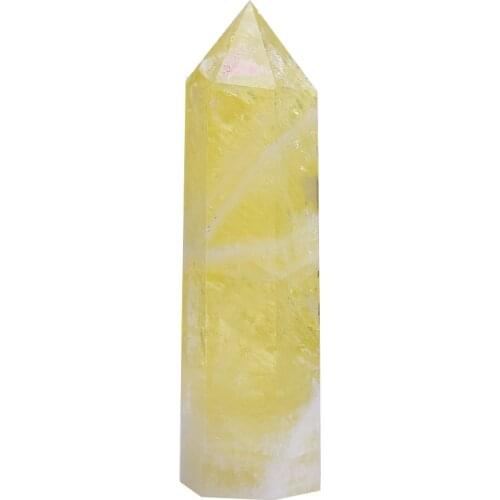 1pc Natural Crystal Citrine Obelisk Point Healing Stone Yellow Quartz Wand for Home Decor Energy Stone Pyramid