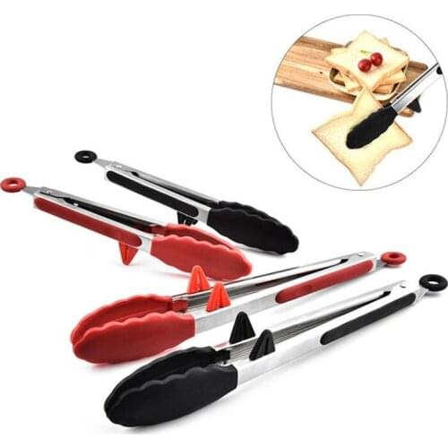 Non-slip Silicone Bread Food Tongs For Baking Anti Heat Clip Tong Pastry Clamp BBQ Tongs Cooking Tools Kitchen Utensil
