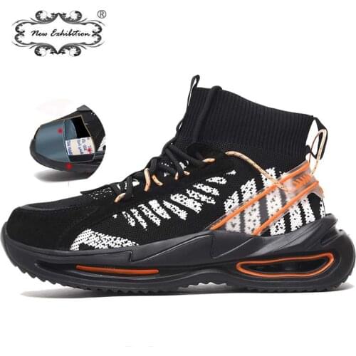 New Exhibition Indestructible Shoes Men Safety Work Shoes with Steel Toe Cap Puncture-Proof Boots Lightweight Breathable Sneaker