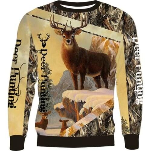 New Fashion Hunting Men Women 3D Printed Deer Sweatshirt Sleeve T Shirt Sport Pullover Tops Tees v8