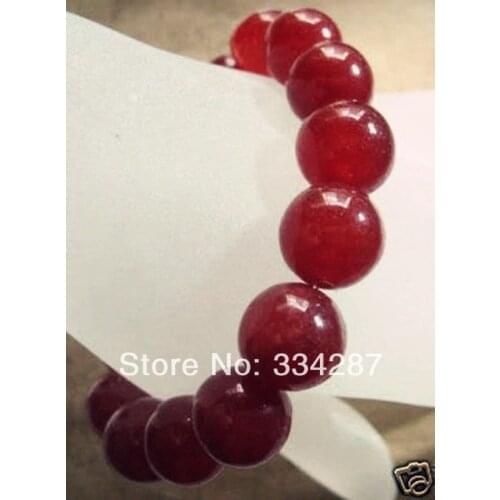 Charming! noblest 14mm Red Jades beads stretch Bracelet