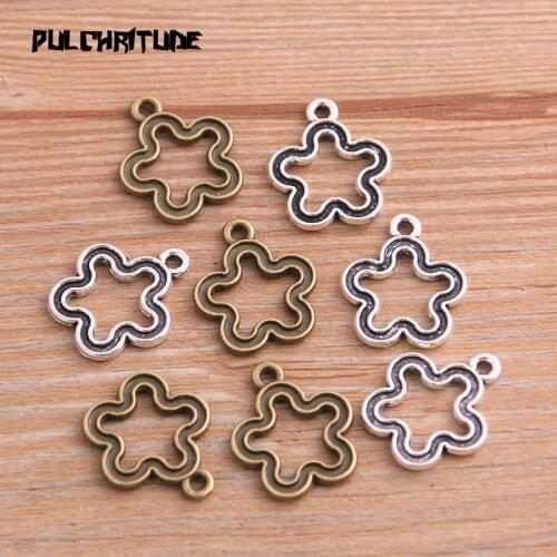 20PCS 16*19mm New Product Two Color Fresh Flowers Charms Plant Pendant Jewelry Metal Alloy Jewelry Marking