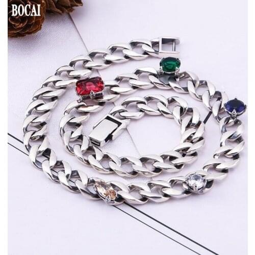 S925 Silver Jewelr 2021 Trend Thick Style Zircon Necklace Personalized Fashion Tank Chain Fashion Temperament Woman Necklace