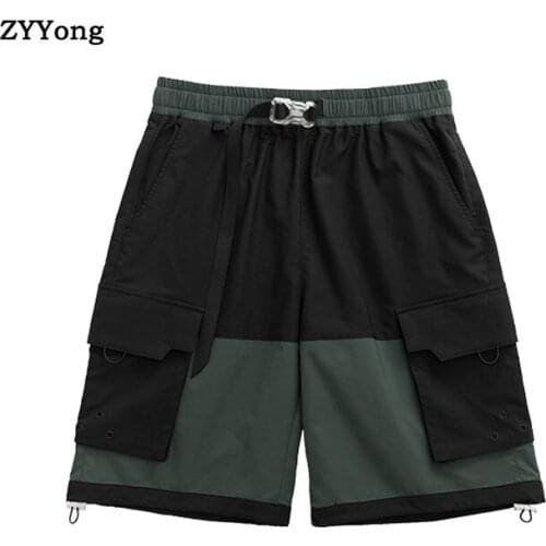 Summer New Men Shorts Overalls Big Pocket Drawstring Youth Lovers Fashion Streetwear Loose Hip Hop Comfortable Leisure Pants