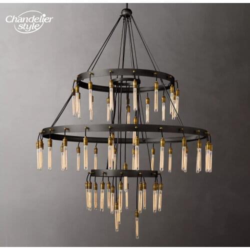 Modern Vintage Chandelier Lighting Large Big Retro Round LED Chandelier Staircase Hanging Light for Home Hotel Restaurant Decor