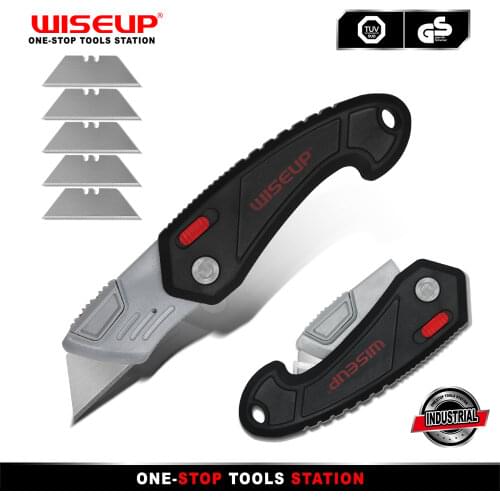 WISEUP Multifunction Folding Knife Portable Pocket Knife Multipurpose Utility Knife Keychain With 5pcs Blades Hand Cutting Tools