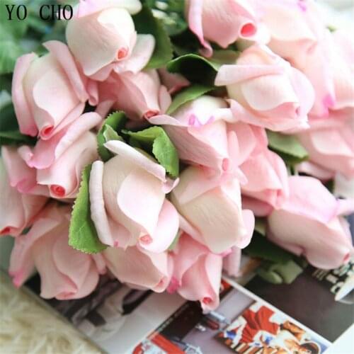YO CHO Wedding Decoration PU Artificial Rose Flowers Silk Fake Eustoma Fleurs Plush Hogar Christmas Plants Home Plantas Arrange