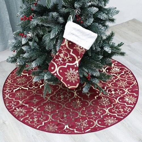 Xmas Tree Skirts Printed Bronzing Christmas Tree Skirts with Sock New Year Party Supplies Festival Decor Christmas Tree Decor