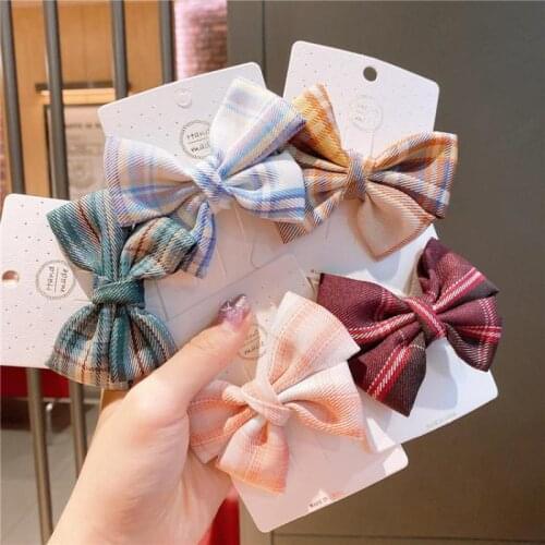 Girls Plaid Print Hair Pins Hair Accessories Baby Clip Hairpin Kids Hair Styling Tools Party Show Barrettes Butterfly Headdress