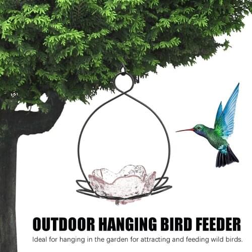 Iron Hanging Bird Feeder Outdoor Feeding Bath Platform Garden Decor Ornament