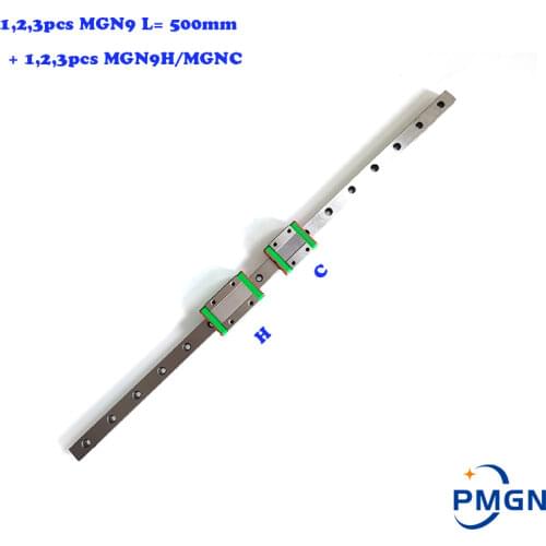 1,2,3pcs 9mm Linear Guide MGN9 L= 500mm Linear Rail Way + MGN9C or MGN9H Long Linear SS Carriage for CNC XYZ Axis