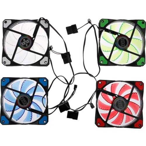 1pc 120mm 15LED 12V 9Blade 4Pin Silent Anti-Vibration Computer PC Cooling Case Fan