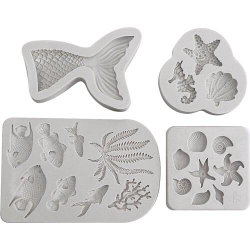1pcs3D mold silicone mold DIY fondant cake mold Ocean series theme cake fondant mold party cake decoration tool