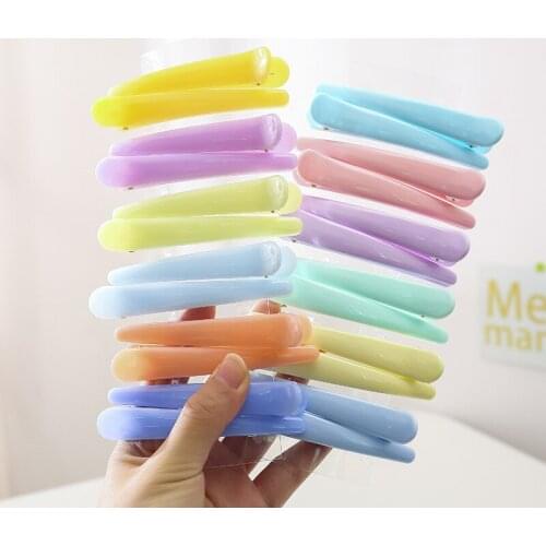 12pcs/pack Brown Colorful Plastic Hair Clips Set 9.5cm Big Size Duck Clips Non-slip Barrettes Claw Salon Hair Styling Hair Pins