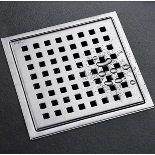 15*15cm Simple Grid Floor drain Stainless Steel Large Flow Drainer Square Shower Drain Waste Grate With Hair Strainer