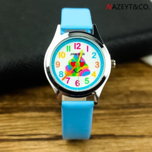 2021Childrens interesting color surface quartz watch funny student cartoon belt watch