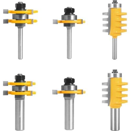 3 Pieces Groove Tongue Bit Milling Cutter T-slot Router Bit 1/4 Shank 1/2 Shank Alloy Set for Hardwood Woodworking Tools