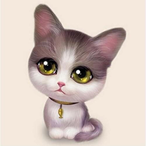 5D Diy Cartoon Kitten With Big Eyes Diamond Painting Cats Animal Round Full Drill Nouveaute Mosaic Embroidery Cross Stitch Gifts