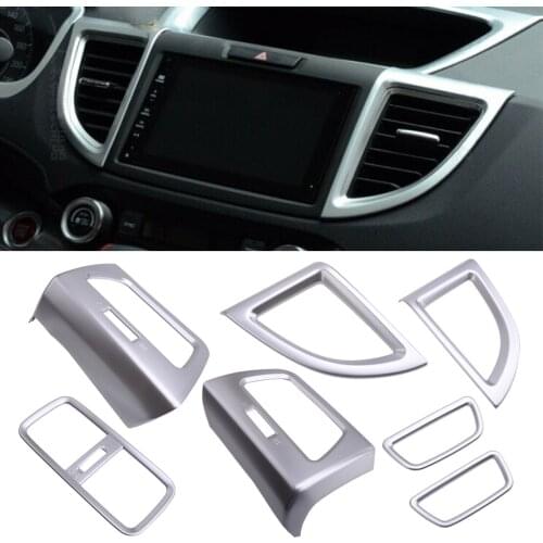 7Pcs Interior Matte Silver Dashboard AC Air Vent Frame Cover Trim fit for Honda CRV CR-V 2012 2013 2014 2015 2016