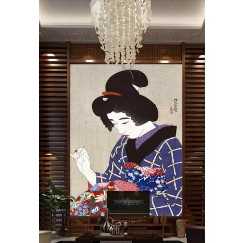 Customized large-scale 3D mural wallpaper Japanese ukiyo-e mural Japanese restaurant mural Japanese women